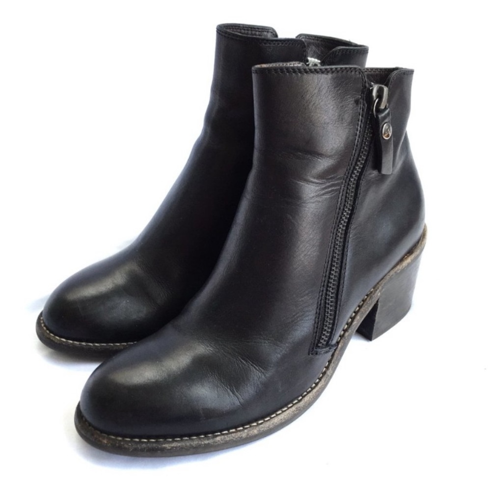 AGL Ella booties boot block heel black leather 38